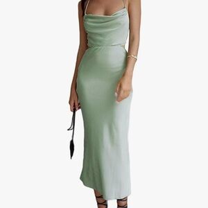 NW NEW Satin Cowl Slip Dress
